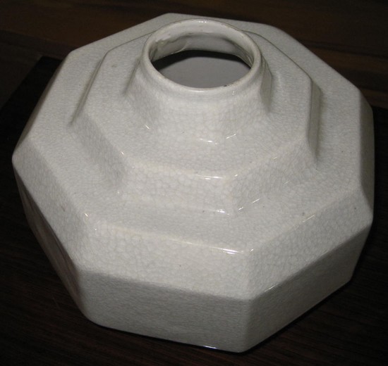 Boch Freres Belgian Art Deco White Craqueleure Geometric Vase